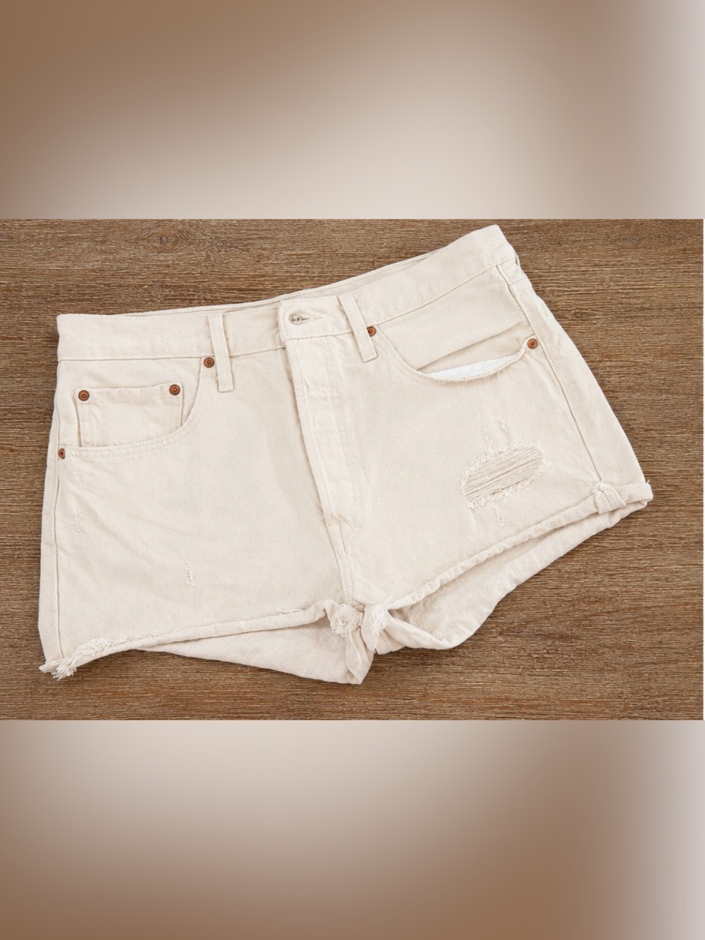 Levi's Cream 501 Denim Shorts